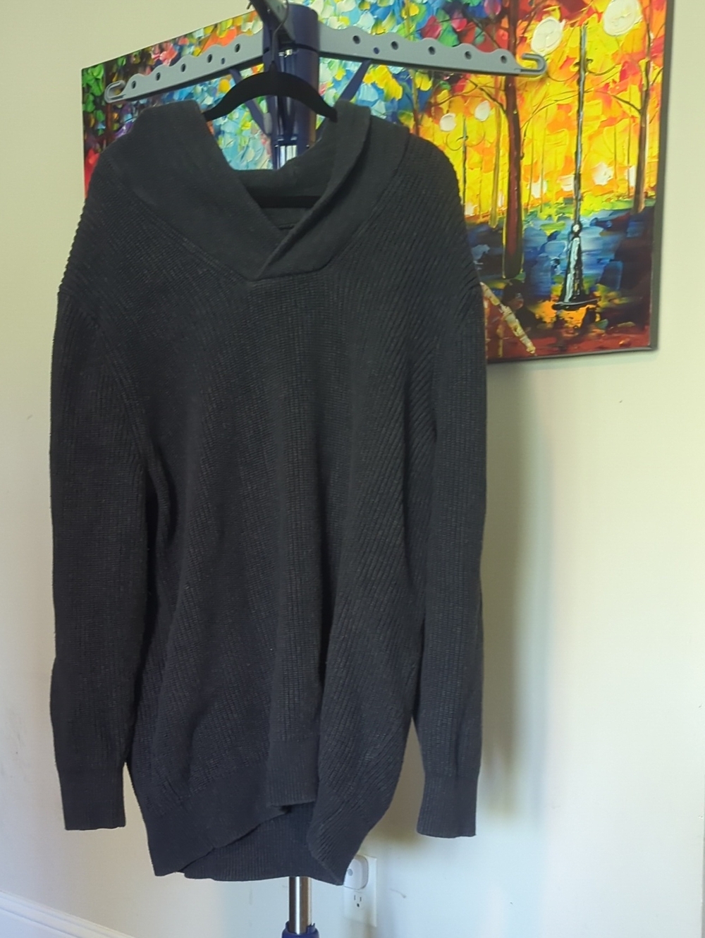 Men’s V-Neck Ribbed Sweater in Black #2